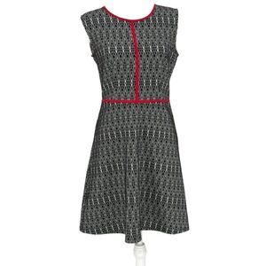 THML Boutique A-Line Sleeveless Knit Dress Black and White w/ Red Trim EUC Sz S